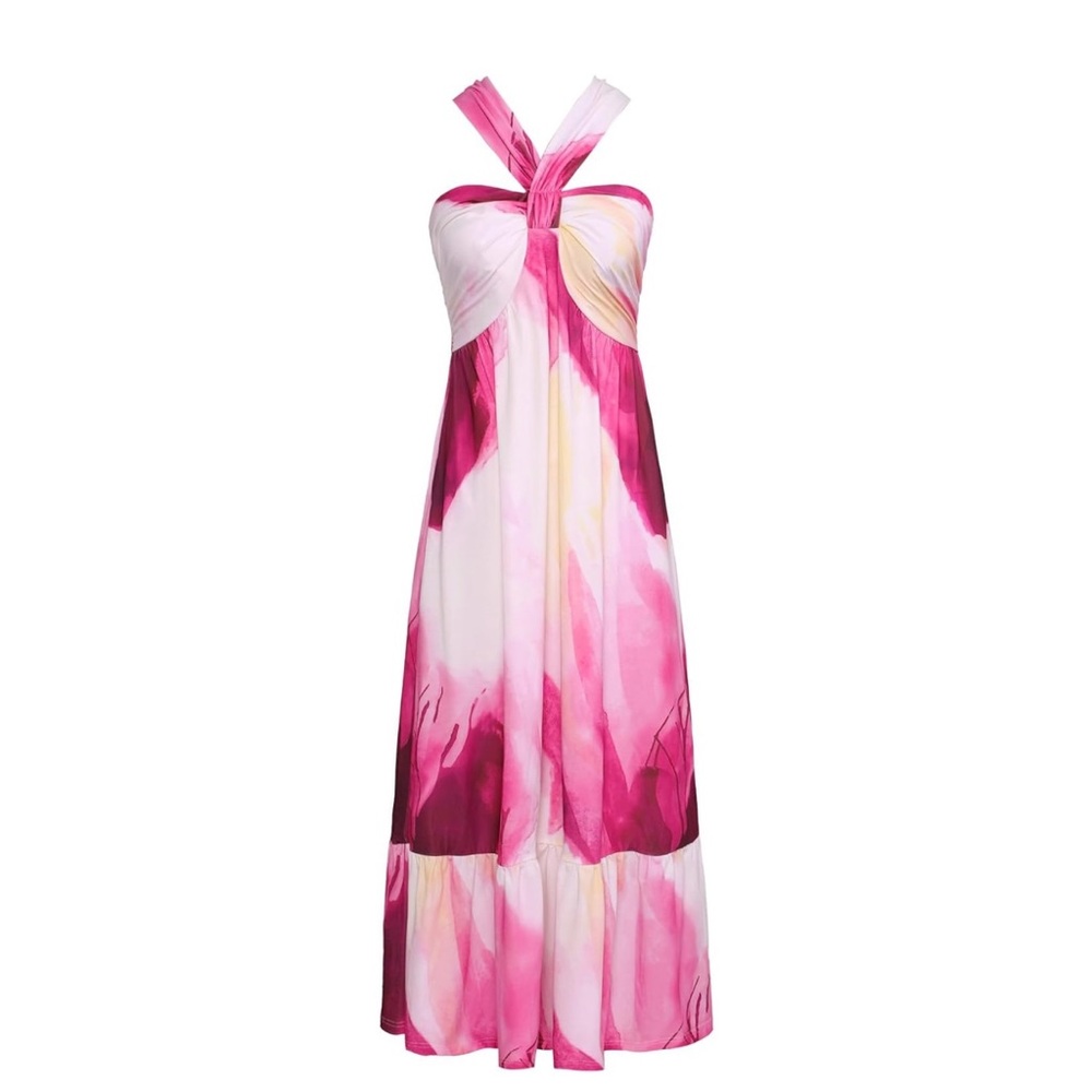 🝮 Grace Karin Criss Cross Halterneck Sleeveless A Line Maxi Dress 2024 🝮